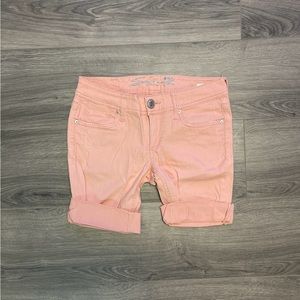 Seven7 Peach Color Skinny Cut-off/Rolled Shorts